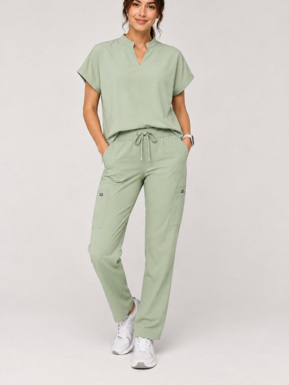 Mandala Scrubs Cool Sage Mandarin Dolman Top & Pants Set Size M